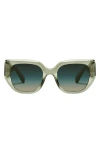 Quay Busy Busy 47mm Small Square Sunglasses In Moss/palm Taupe