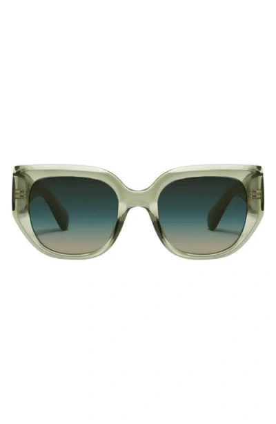 Quay Busy Busy 47mm Small Square Sunglasses In Moss/palm Taupe