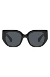 Quay Busy Busy 53mm Square Sunglasses In Black/smoke