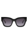 Quay By The Way 46mm Square Sunglasses In Black / Smoke
