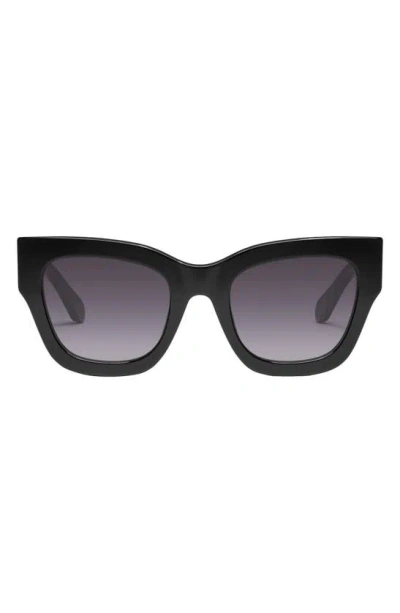 Quay By The Way 46mm Square Sunglasses In Black / Smoke