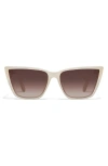 Quay Call The Shots 45mm Cat Eye Sunglasses In Bone/brown