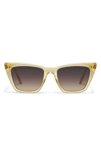 Quay Call The Shots 48mm Gradient Cat Eye Sunglasses In Daffodil/smoke Taupe