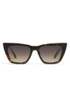 Quay Call The Shots 54mm Gradient Cat Eye Sunglasses In Dark Torte/smoke