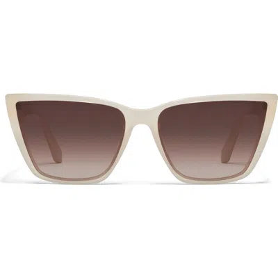 Quay Call The Shots 59mm Cat Eye Sunglasses In Bone/brn