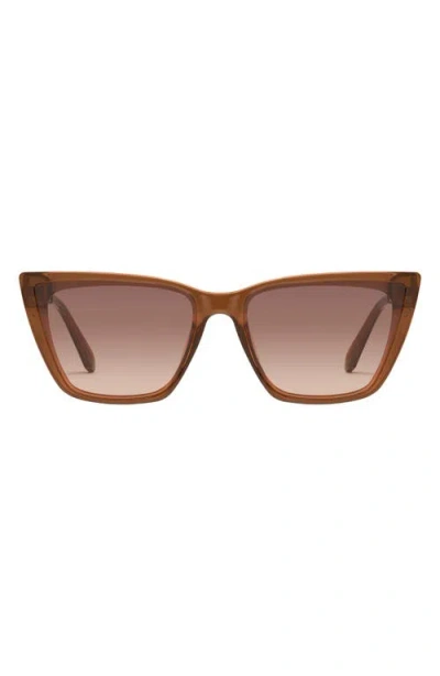 Quay Call The Shots 59mm Cat Eye Sunglasses In Coffee/brown Fawn