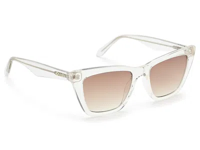 Quay Call The Shots Fashion Sunglasses Clear/brown: One Size In Neutral
