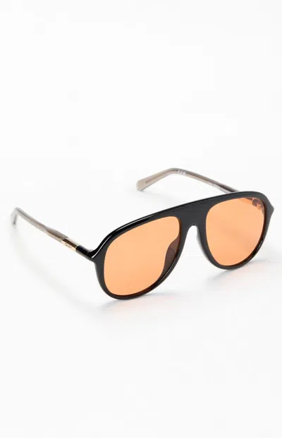 Quay Chart Topper Aviator Sunglasses In Black/orange