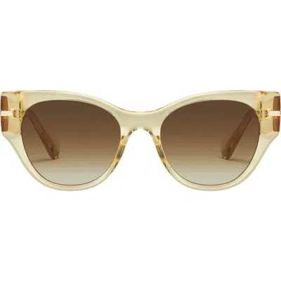 Quay Chit Chat 47mm Cat Eye Sunglasses In Daffodil/brown