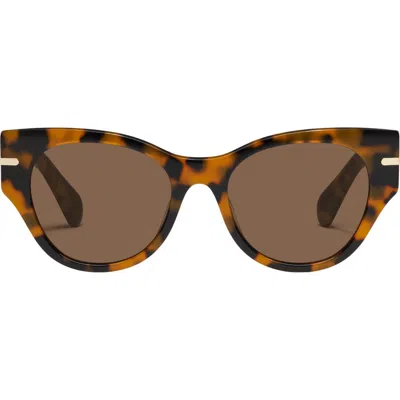 Quay Chit Chat 47mm Cat Eye Sunglasses In Pebble Tort/brown