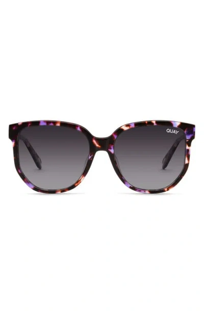 Quay Coffee Run 53mm Polarized Gradient Cat Eye Sunglasses In Purple Tort/smoke Polarized