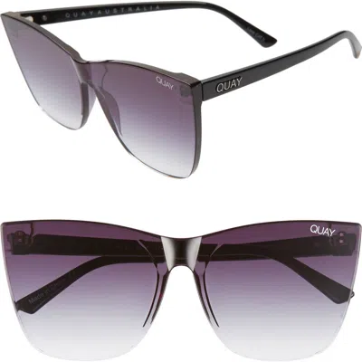 Quay Australia Come Thru 60mm Gradient Cat Eye Sunglasses In Black/fade