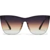 Quay Come Thru 57mm Gradient Cat Eye Sunglasses In Black/dusk Poppy