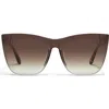 Quay Come Thru 57mm Gradient Cat Eye Sunglasses In Tort Yellow/brown
