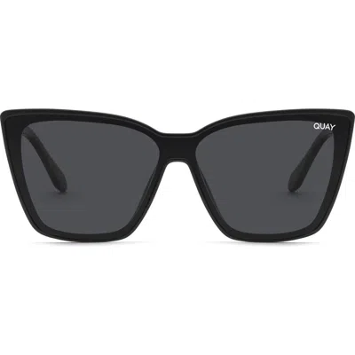 Quay Confidential 143mm Polarized Cat Eye Sunglasses In Black