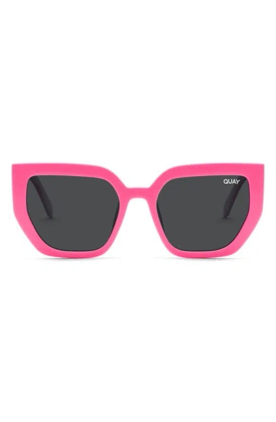 Quay Contoured 45mm Polarized Cat Eye Sunglasses In Hot Pink/ Black Polarized