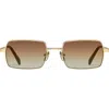 Quay Dnd 39mm Small Square Sunglasses In Gold/sepia
