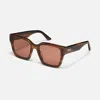 Quay Drive In 66mm Square Sunglasses In Dappled Green Tort,brown