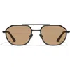Quay En Route 57mm Aviator Sunglasses In Matte Black/tan