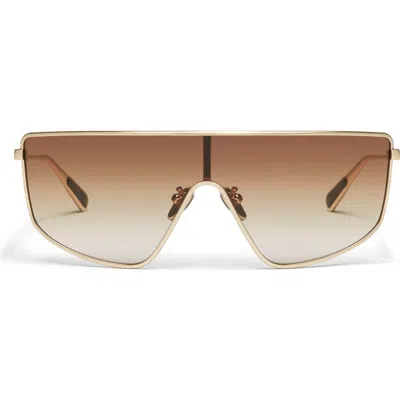 Quay Entourage 138mm Gradient Shield Sunglasses In Gold