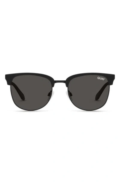 Quay Evasive 46mm Polarized Square Sunglasses In Black/smoke Polarized