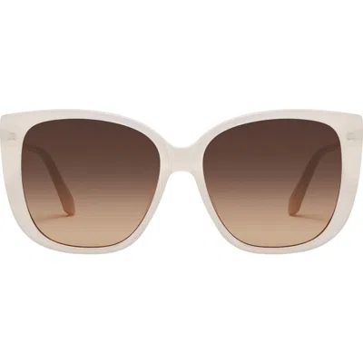 Quay Ever After 58mm Cat Eye Sunglasses In Neutral