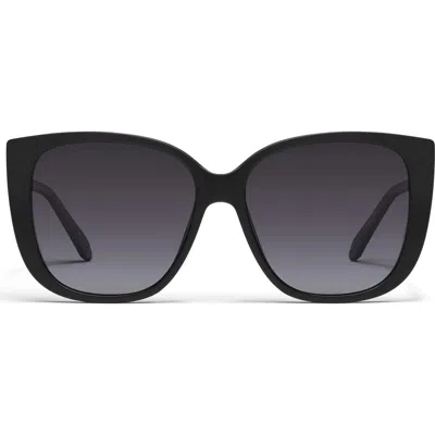 Quay Ever After 58mm Cat Eye Sunglasses In Black