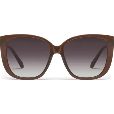 Quay Ever After 58mm Cat Eye Sunglasses In Brown