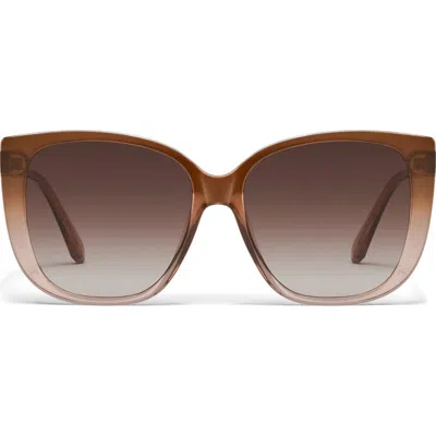 Quay Ever After 58mm Cat Eye Sunglasses In Coffee Doe/brown