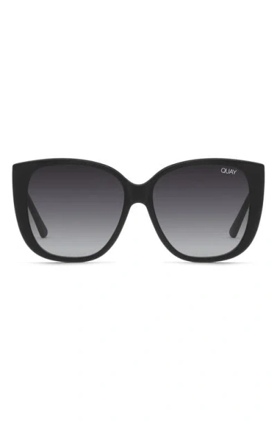 Quay Ever After 59mm Cat Eye Sunglasses In Matte Black,smoke Fade