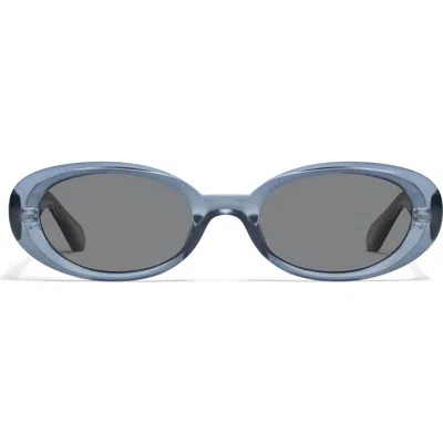 Quay Felt Cute 52mm Gradient Small Oval Sunglasses In Blue