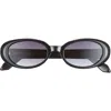 Quay Felt Cute 52mm Gradient Small Oval Sunglasses In Black/smoke