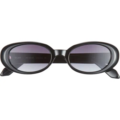 Quay Felt Cute 52mm Gradient Small Oval Sunglasses In Black/smoke