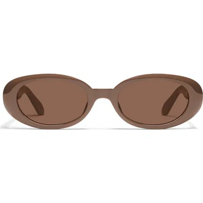 Quay Felt Cute 52mm Gradient Small Oval Sunglasses In Brown