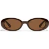 Quay Felt Cute 52mm Gradient Small Oval Sunglasses In Brown