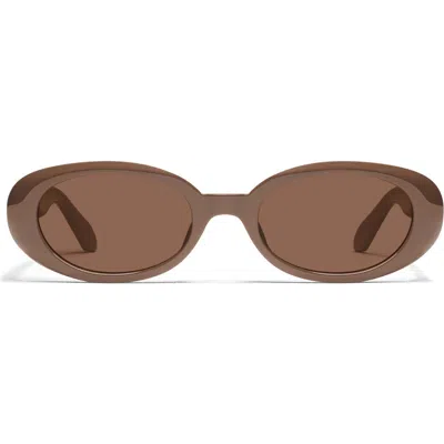 Quay Felt Cute 52mm Gradient Small Oval Sunglasses In Doe/brown