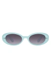 Quay Felt Cute 52mm Gradient Small Oval Sunglasses In Blue