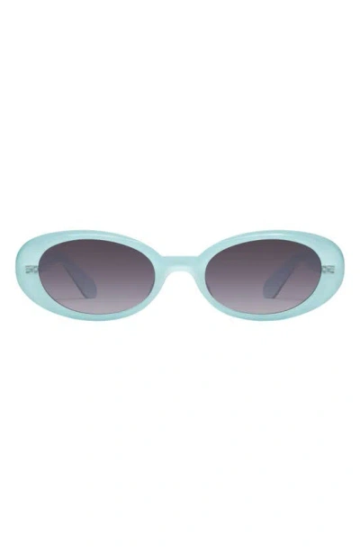 Quay Felt Cute 52mm Gradient Small Oval Sunglasses In Blue