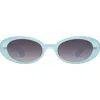 Quay Australia Felt Cute 52mm Gradient Small Oval Sunglasses In Mint/smoke
