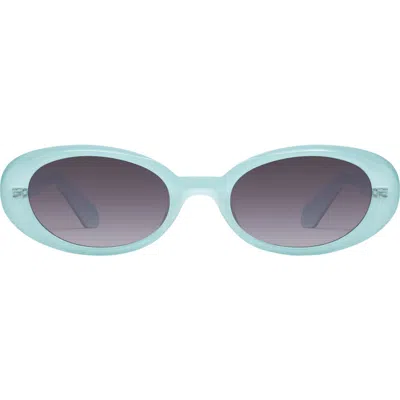 Quay Australia Felt Cute 52mm Gradient Small Oval Sunglasses In Mint/smoke