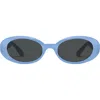 Quay Felt Cute 52mm Gradient Small Oval Sunglasses In Blue