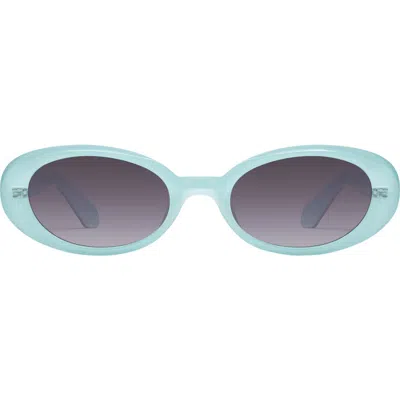 Quay Felt Cute 52mm Gradient Small Oval Sunglasses In Blue