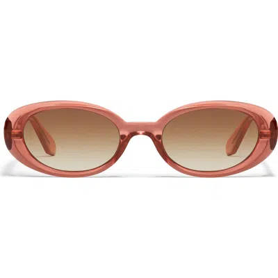 Quay Felt Cute 52mm Gradient Small Oval Sunglasses In Brown