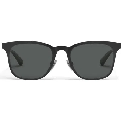 Quay Flashback 51mm Polarized Round Sunglasses In Matte Black/smoke Polarized