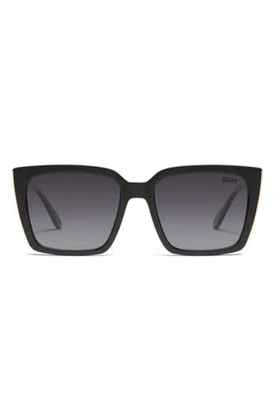 Quay Front Cover 47mm Gradient Polarized Square Sunglasses In Black/smoke Polarized