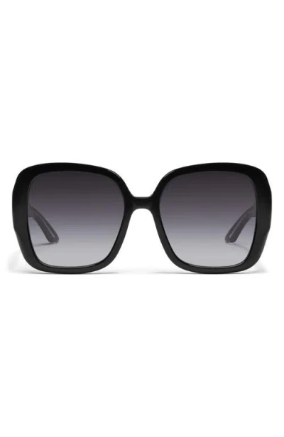 Quay Full Glam 55mm Gradient Square Sunglasses In Black/smoke