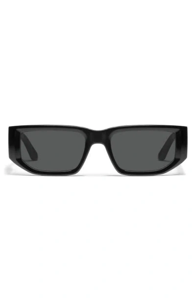 Quay Good Time 34mm Small Rectangular Sunglasses In Black/black