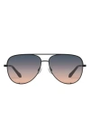 Quay High Key 55mm Aviator Sunglasses In Black / Smoke To Coral