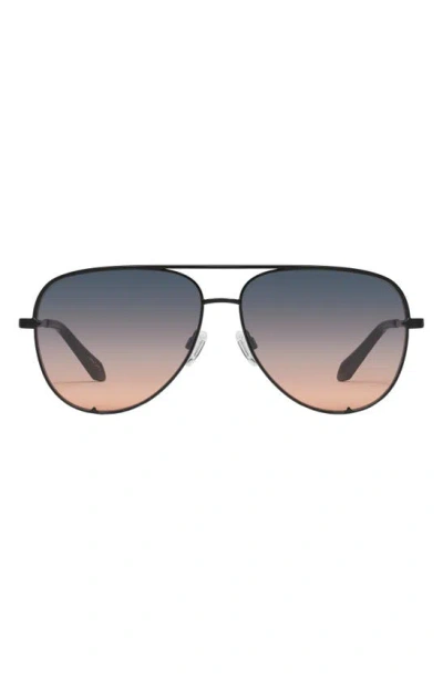 Quay High Key 55mm Aviator Sunglasses In Black / Smoke To Coral