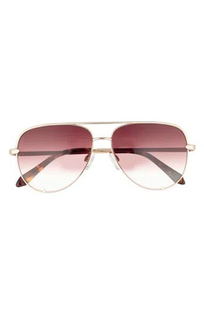 Quay High Key 60mm Aviator Sunglasses In Burgundy